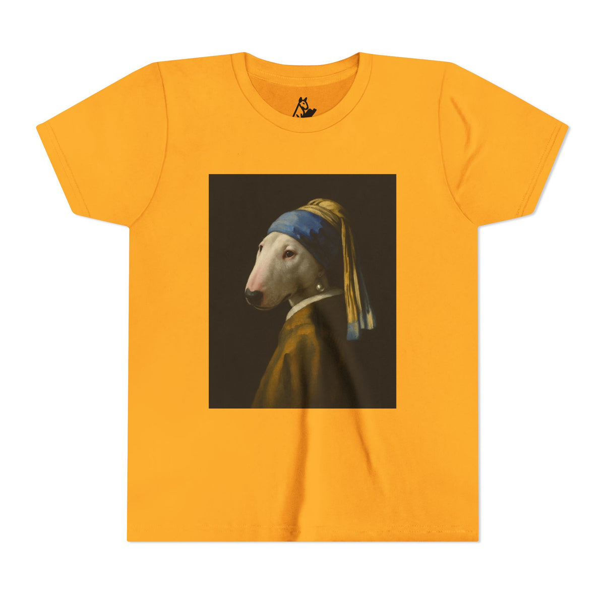Bull Terrier Girl with a Pearl Earring — after Johannes Vermeer, c.1665 | Youth Tee
