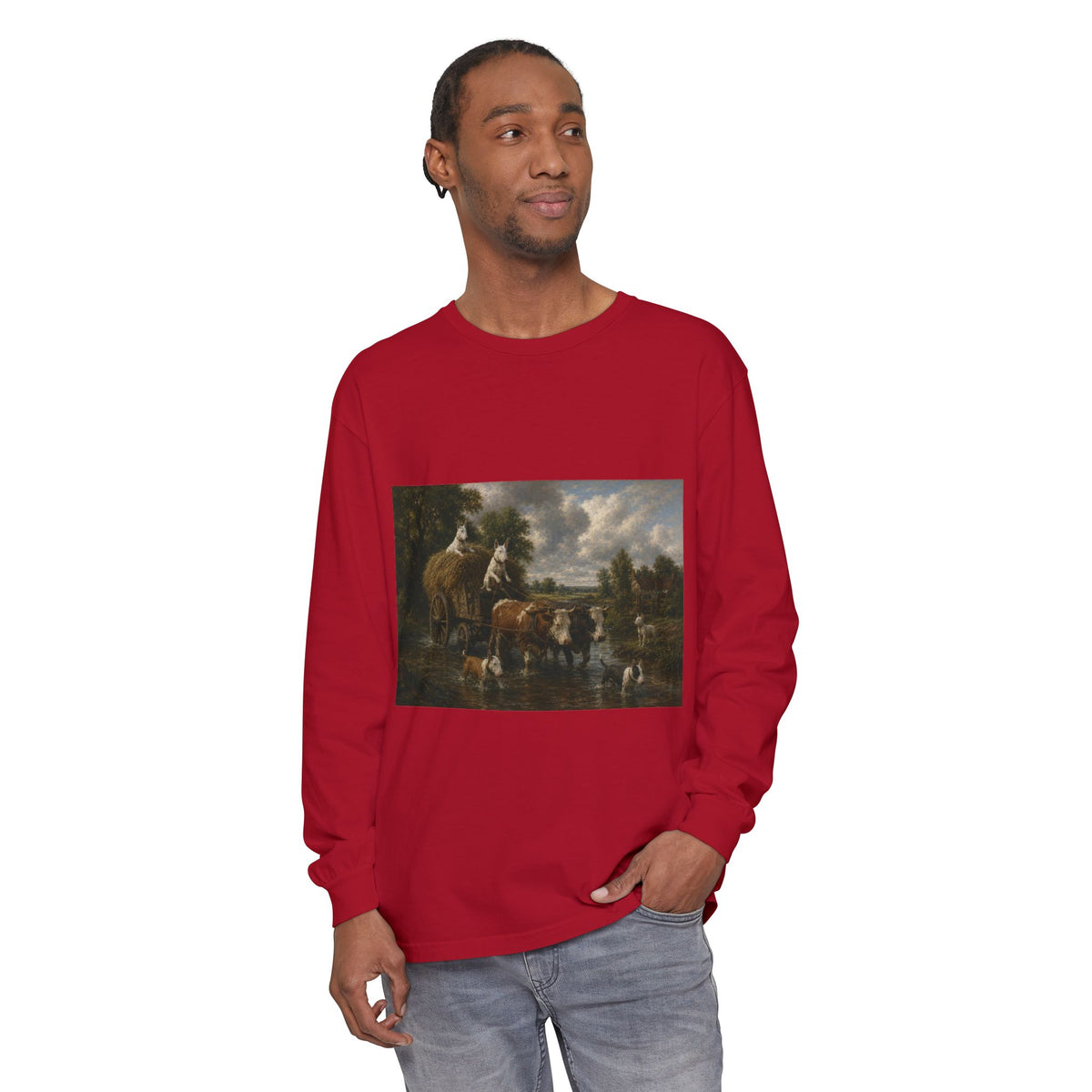 Bull Terrier The Hay Wain — after John Constable, 1821 | Long Sleeve