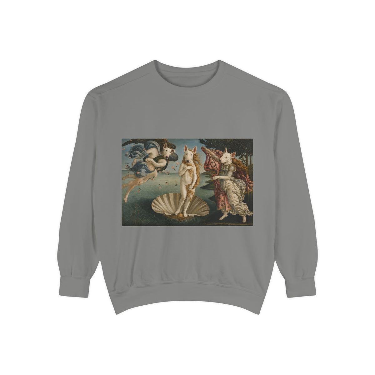Bull Terrier The Birth of Venus — after Sandro Botticelli, c.1485 | Crewneck