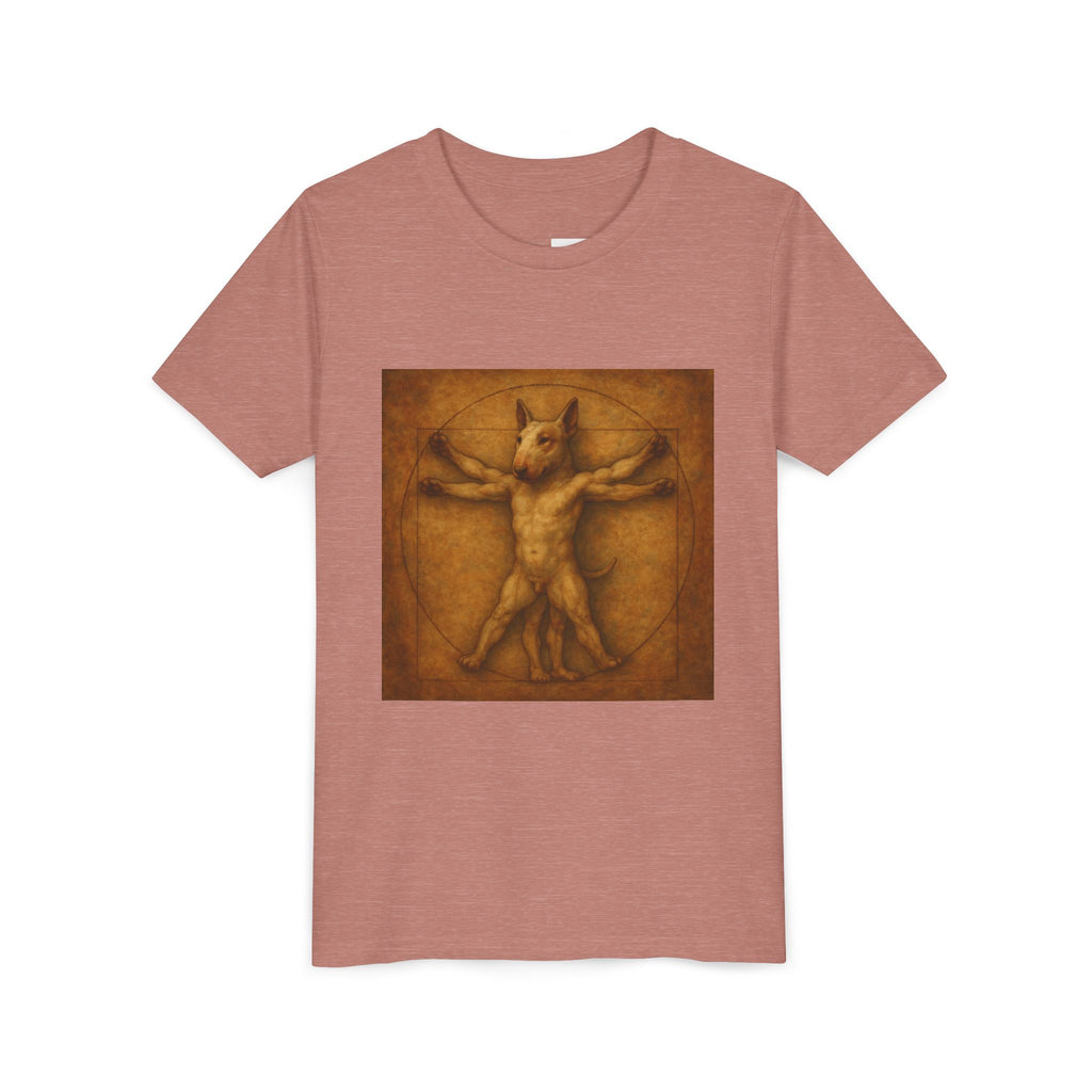 Bull Terrier Vitruvian Man — after Leonardo da Vinci, c.1490 | Youth Tee