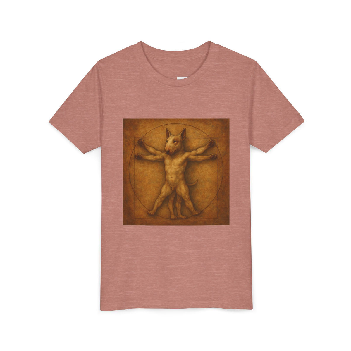 Bull Terrier Vitruvian Man — after Leonardo da Vinci, c.1490 | Youth Tee
