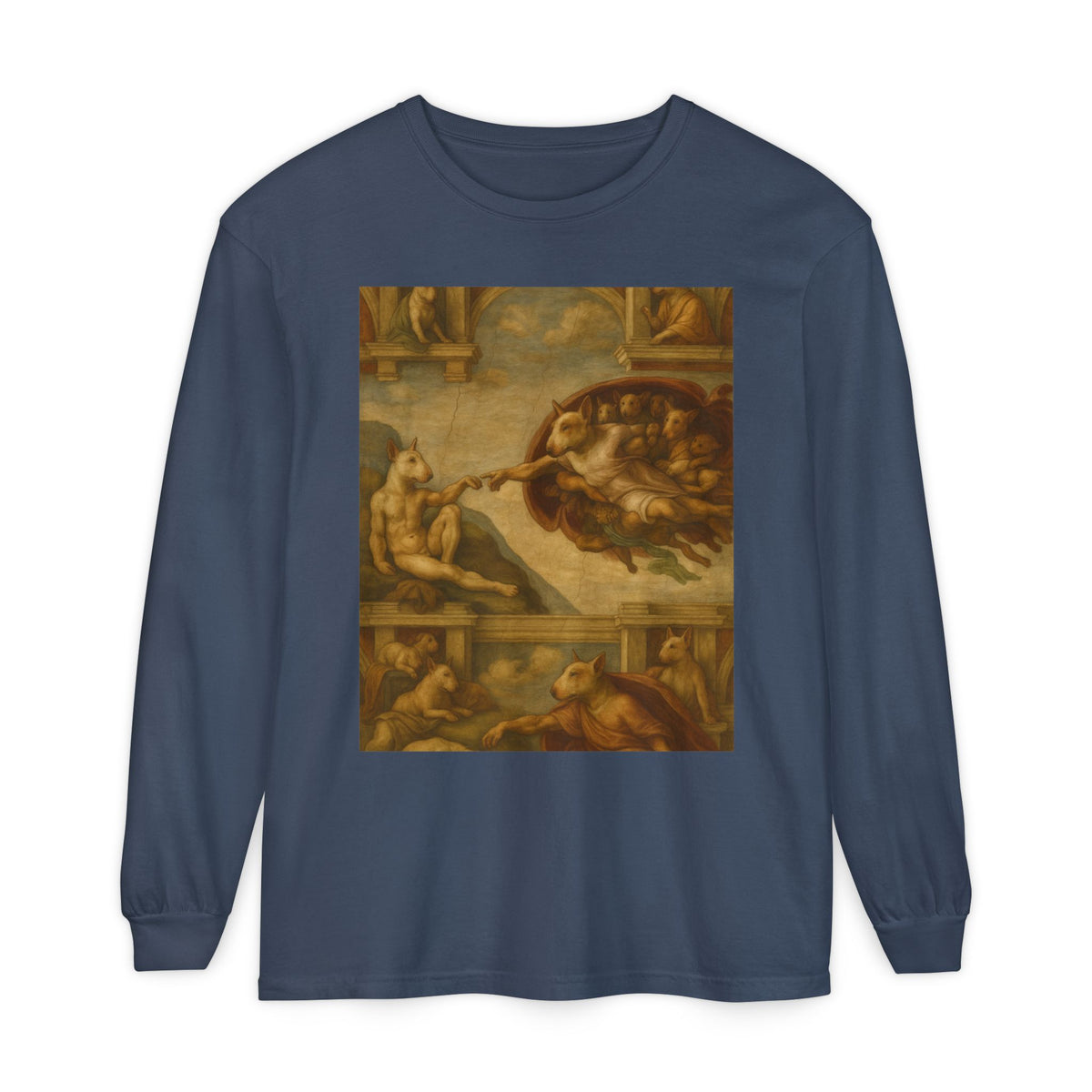 Bull Terrier The Creation of Adam — after Michelangelo, 1512 | Long Sleeve