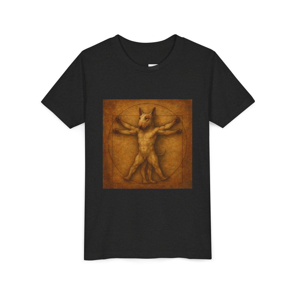 Bull Terrier Vitruvian Man — after Leonardo da Vinci, c.1490 | Youth Tee