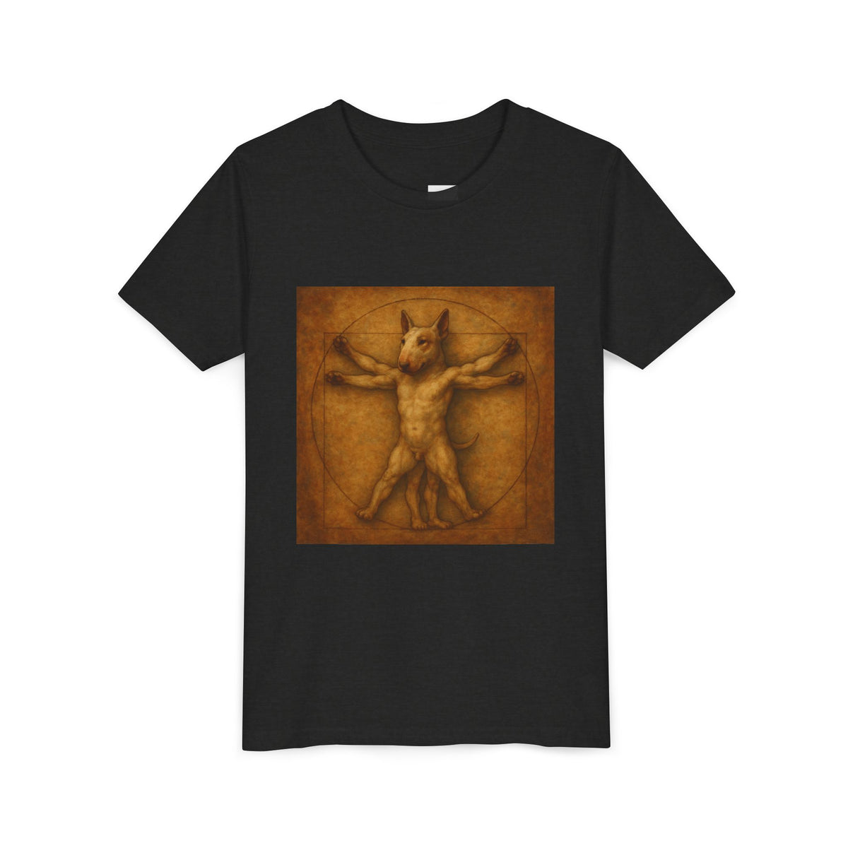 Bull Terrier Vitruvian Man — after Leonardo da Vinci, c.1490 | Youth Tee