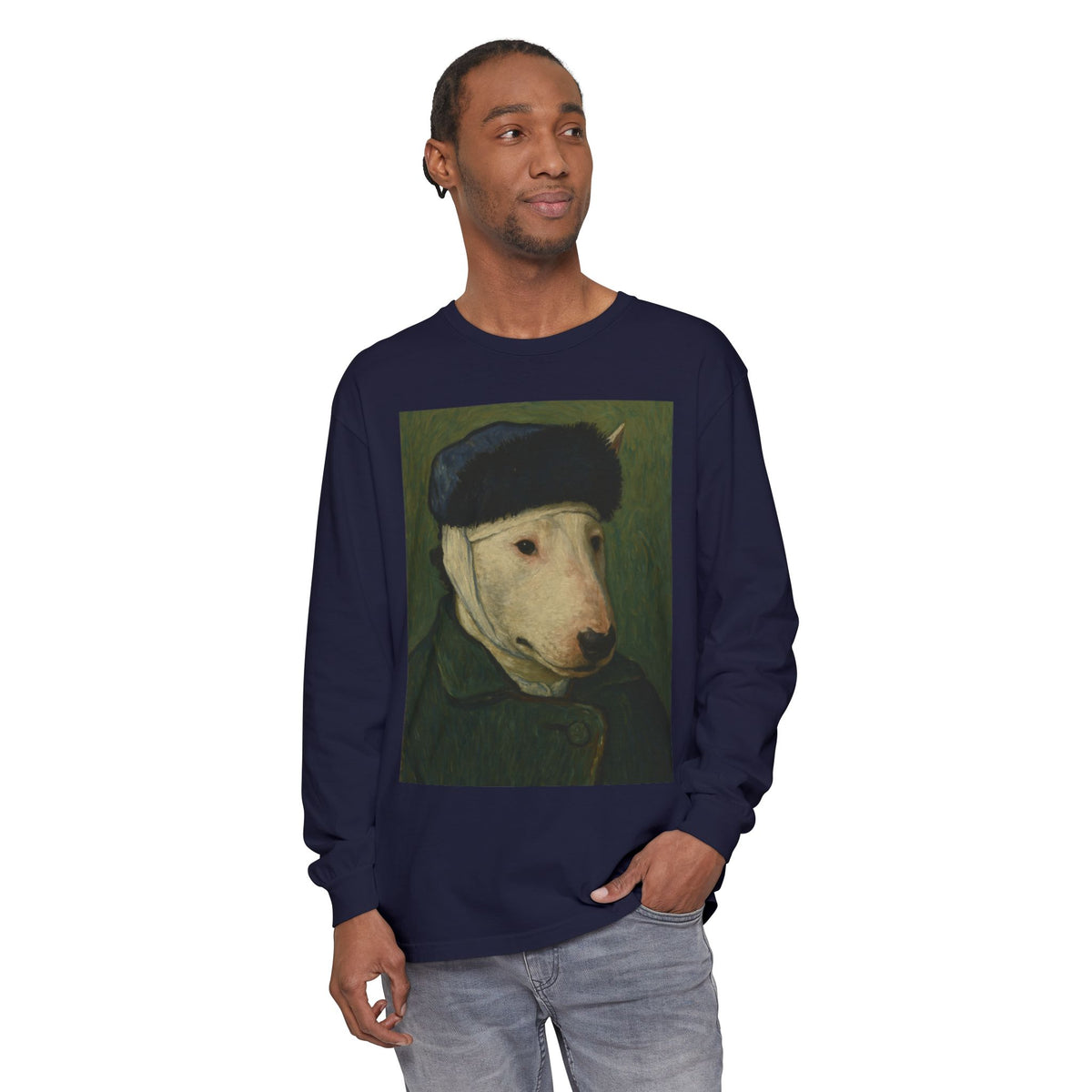 Bull Terrier Self-Portrait with Bandaged Ear — after Vincent van Gogh, 1889 | Long Sleeve