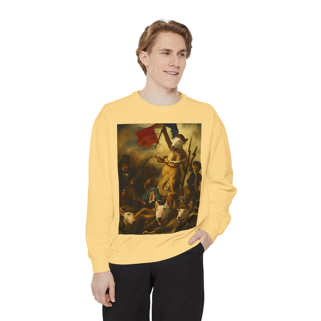 Bull Terrier Liberty Leading the People — after Eugene Delacroix, 1830 | Crewneck