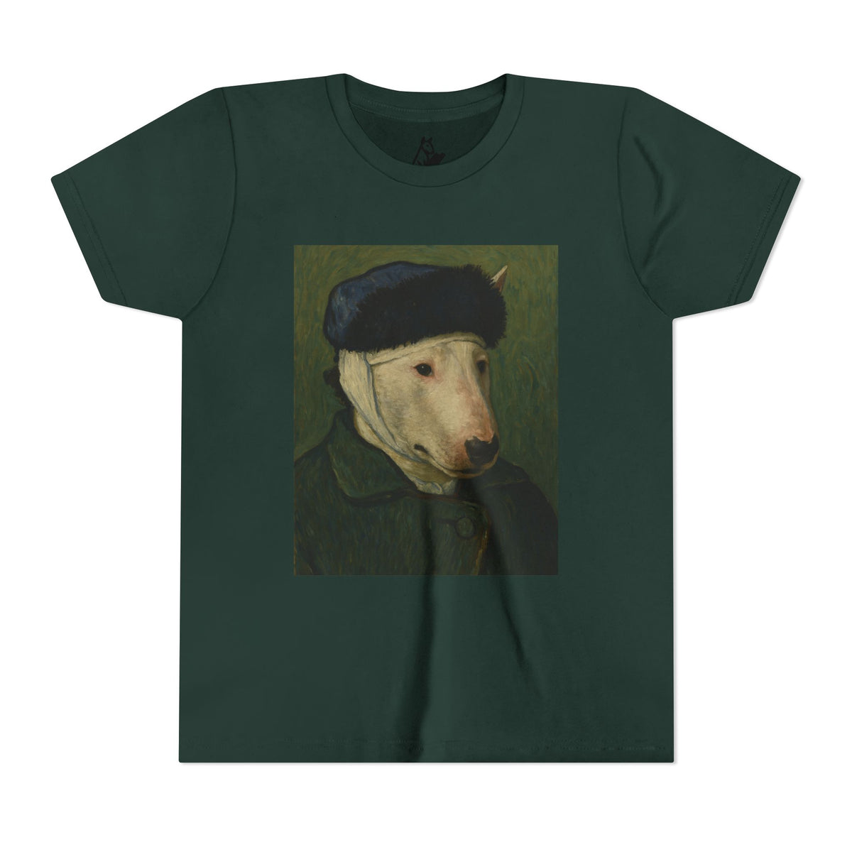 Bull Terrier Self-Portrait with Bandaged Ear — after Vincent van Gogh, 1889 | Youth Tee