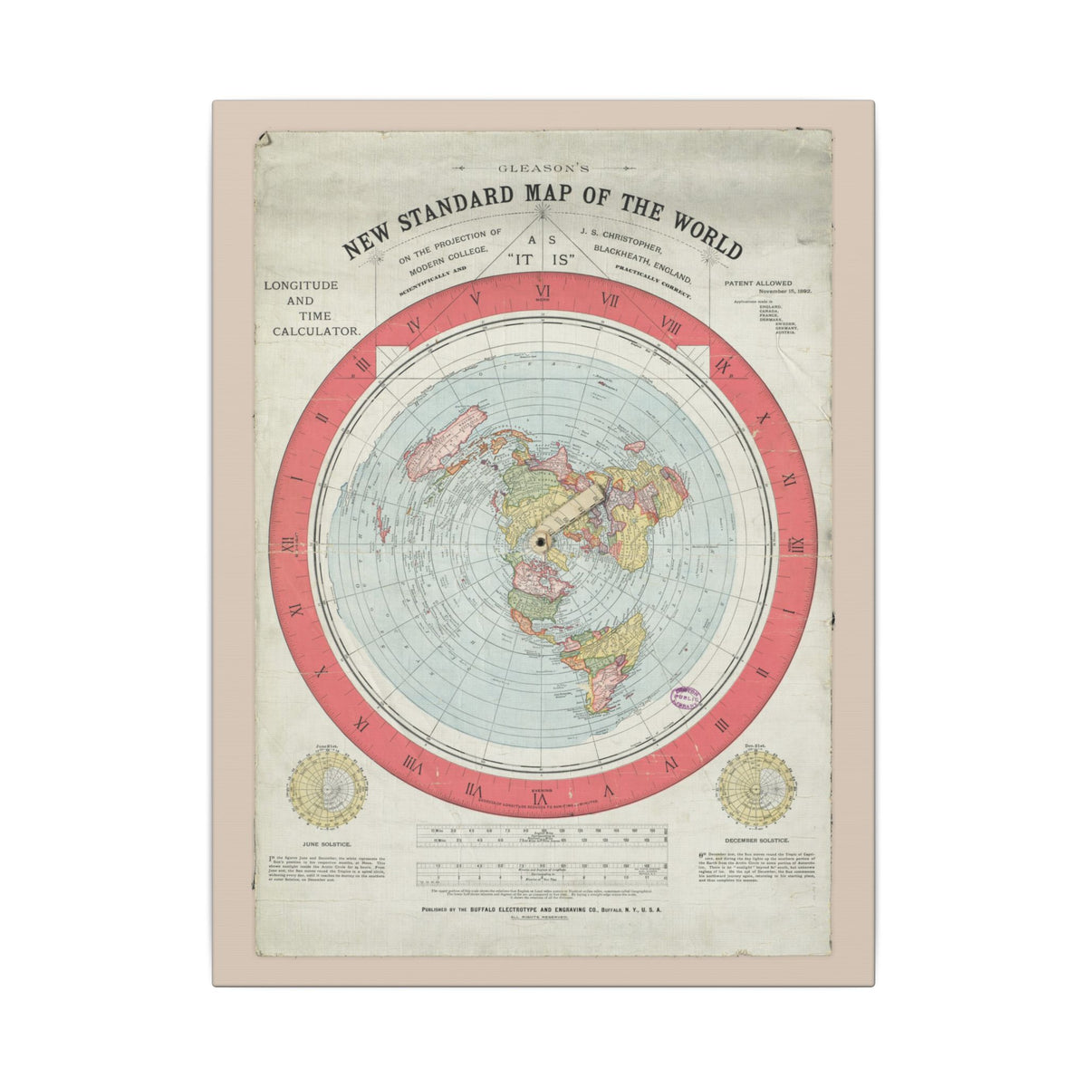 Gleason's New Standard Map of the World, 1892 | Canvas