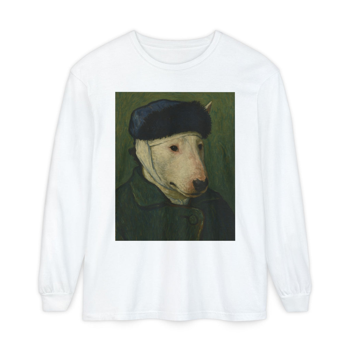 Bull Terrier Self-Portrait with Bandaged Ear — after Vincent van Gogh, 1889 | Long Sleeve