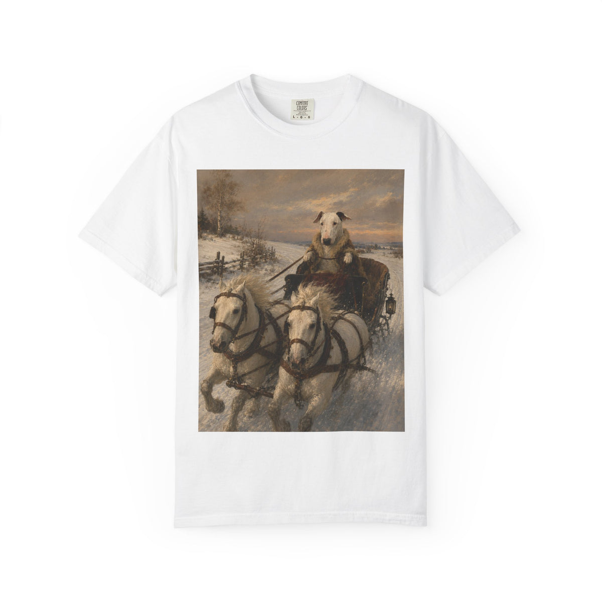 Bull Terrier Sleigh Ride — after Alfred Wierusz-Kowalski, c.1890 | Garment-Dyed Tee