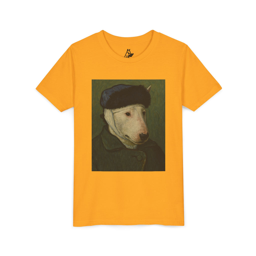 Bull Terrier Self-Portrait with Bandaged Ear — after Vincent van Gogh, 1889 | Youth Tee