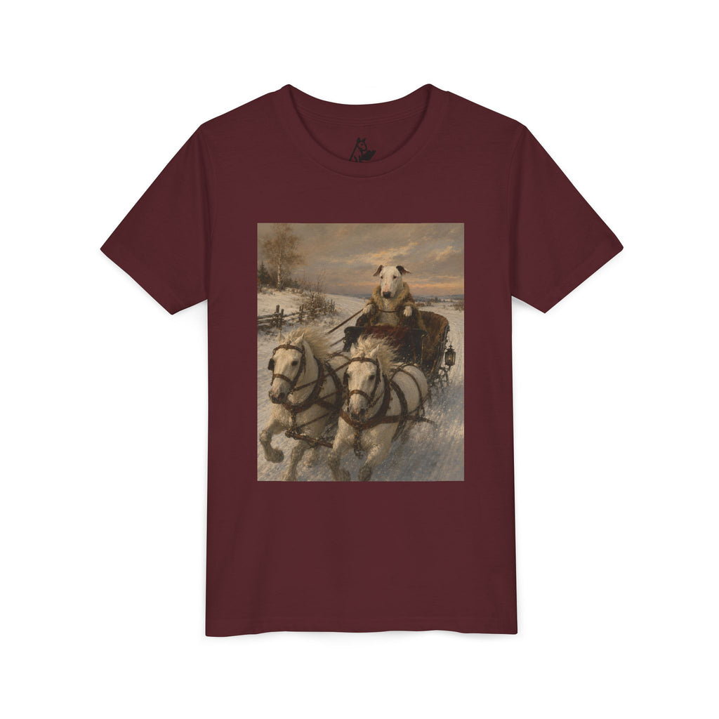 Bull Terrier Sleigh Ride — after Alfred Wierusz-Kowalski, c.1890 | Youth Tee