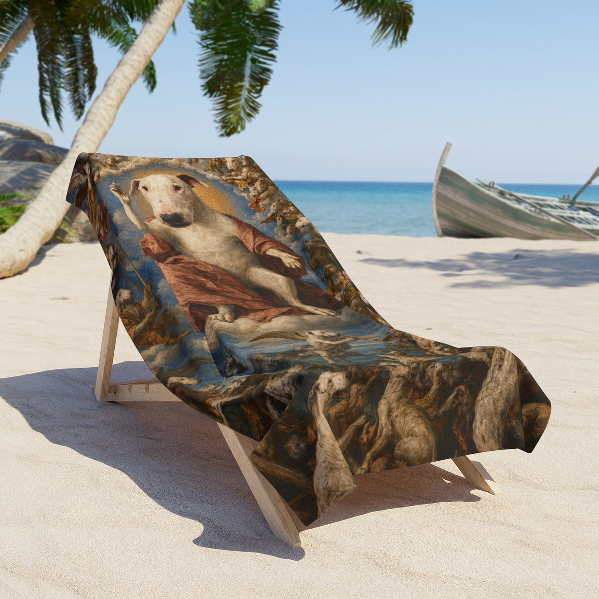 Bull Terrier The Last Judgement — after Michelangelo, 1541 | Beach Towel