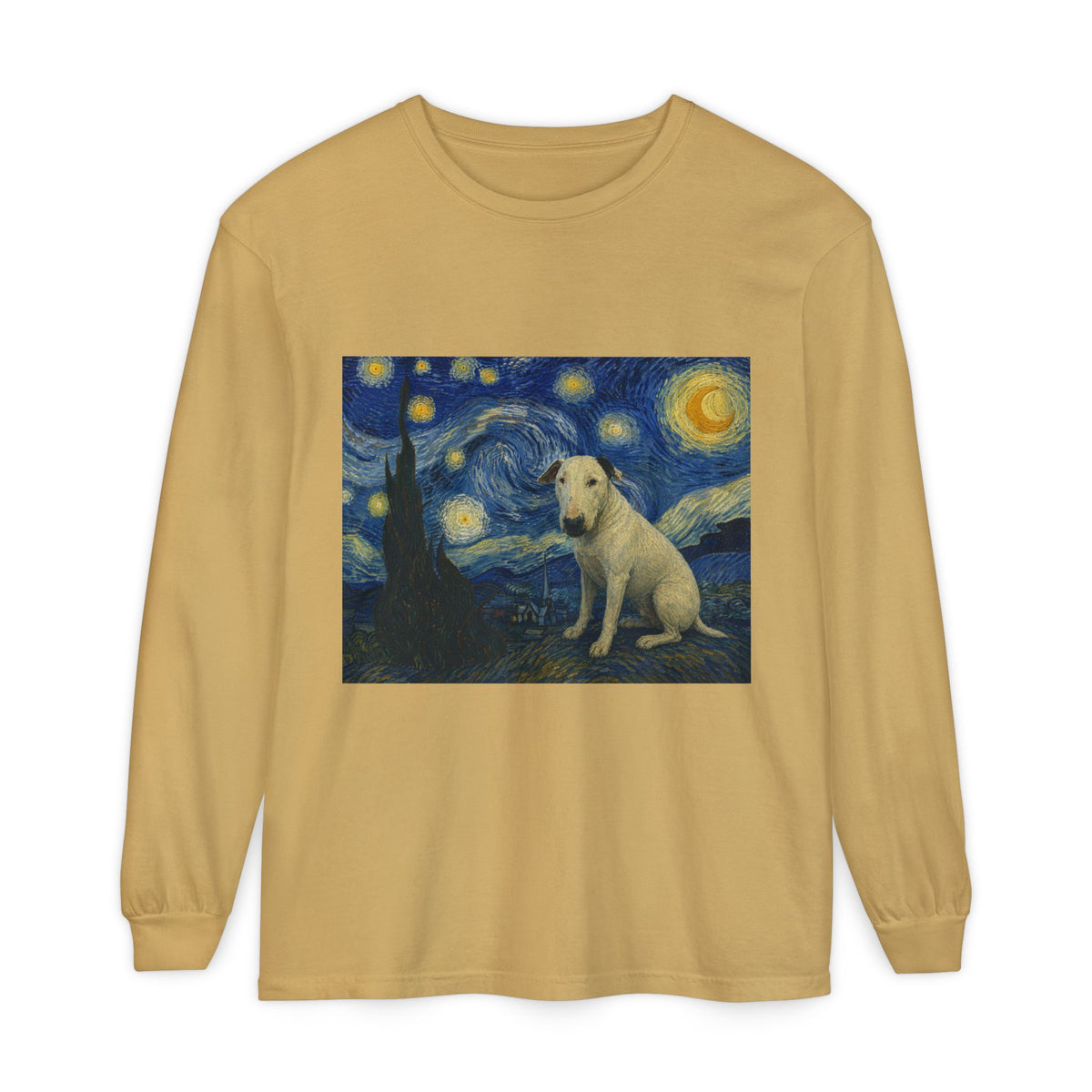 Bull Terrier The Starry Night — after Vincent van Gogh, 1889 | Long Sleeve