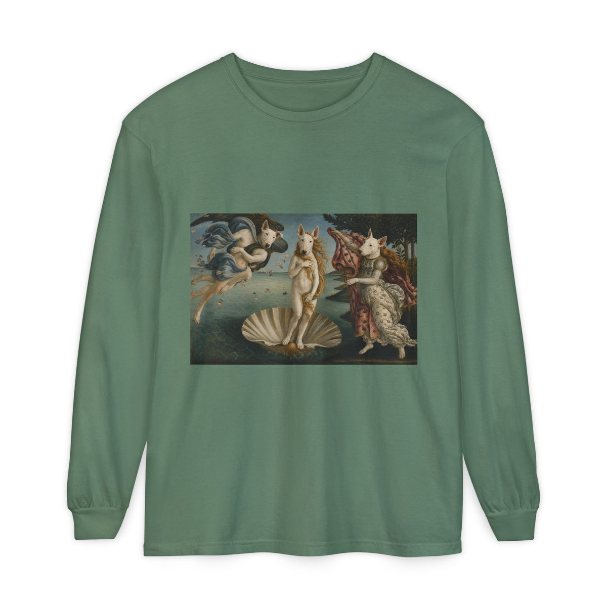 Bull Terrier The Birth of Venus — after Sandro Botticelli, c.1485 | Long Sleeve