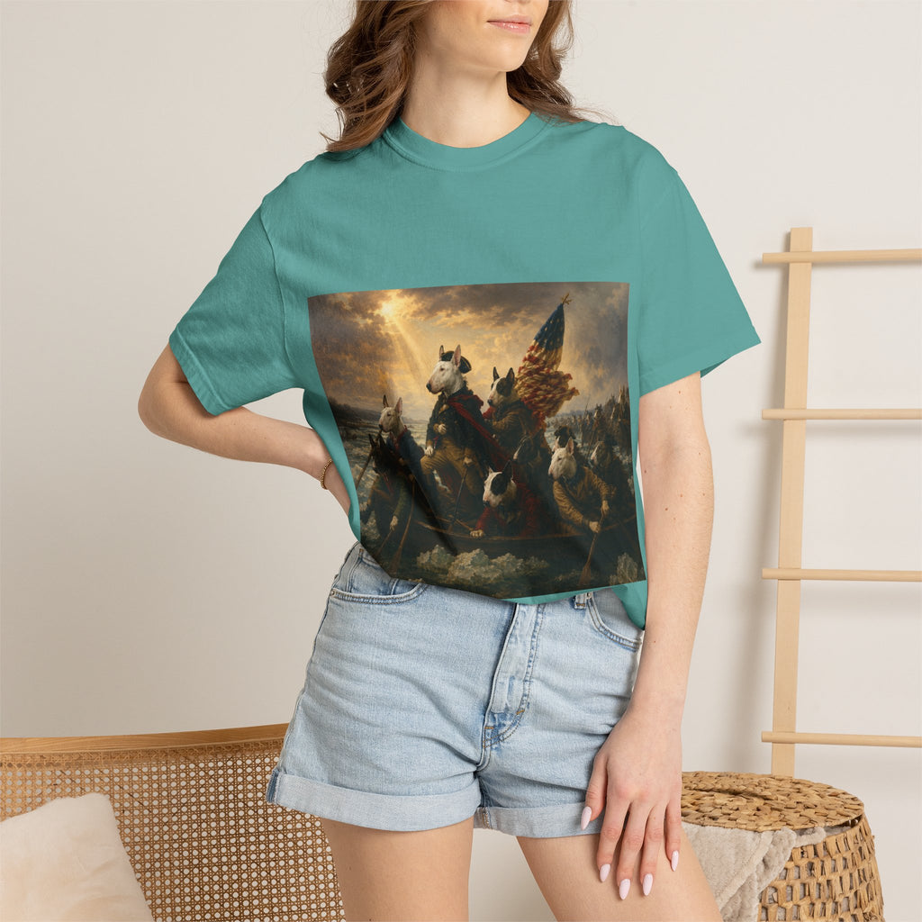 Bull Terrier Washington Crossing the Delaware — after Emanuel Leutze, 1851 | Garment-Dyed Tee