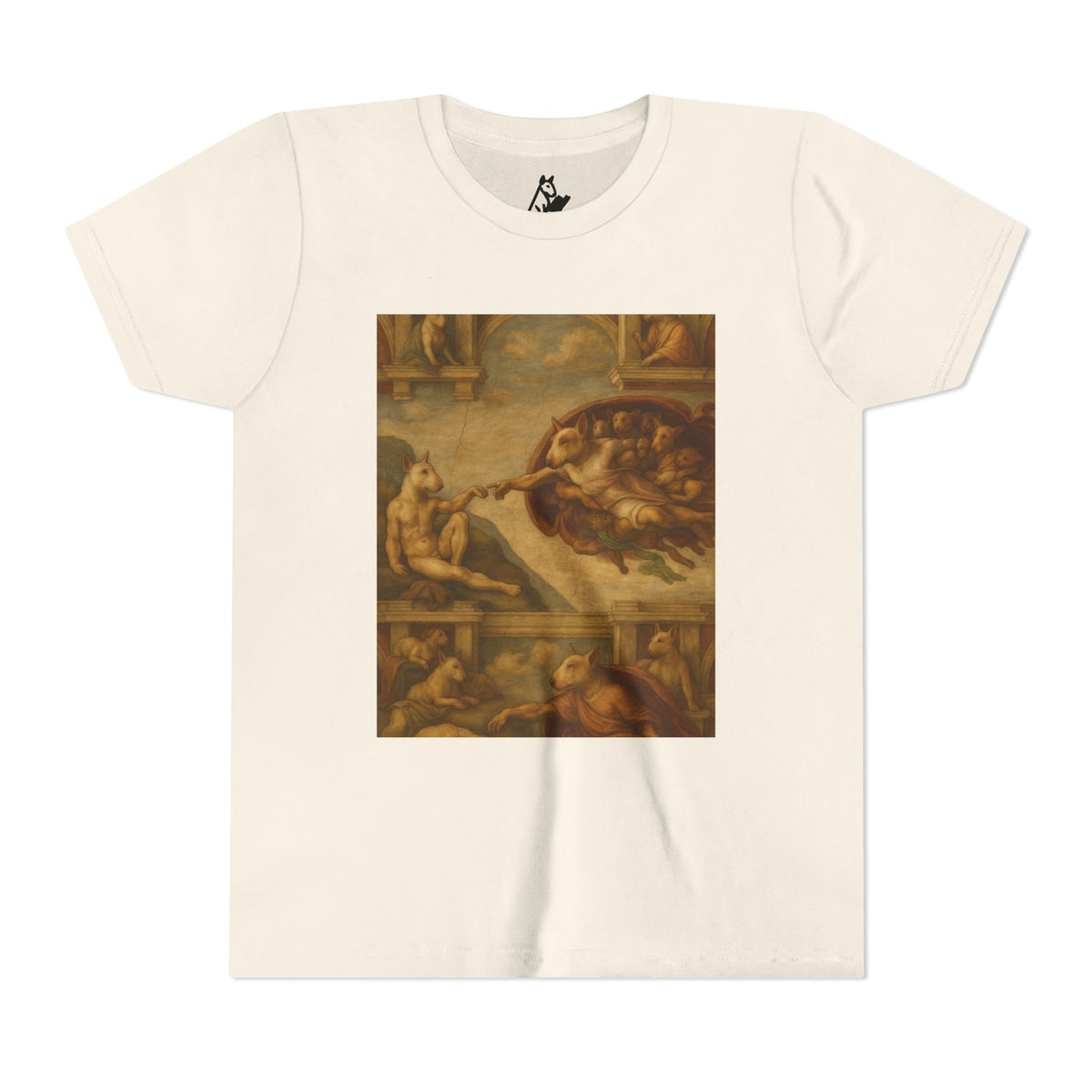 Bull Terrier The Creation of Adam — after Michelangelo, 1512 | Youth Tee