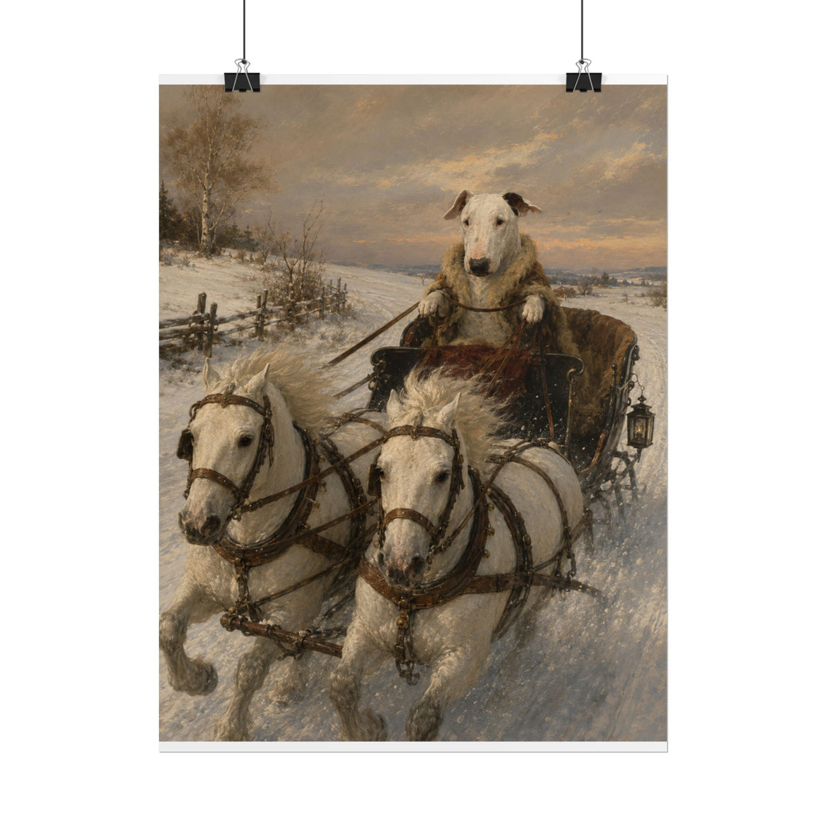 Bull Terrier Sleigh Ride — after Alfred Wierusz-Kowalski, c.1890 | Print