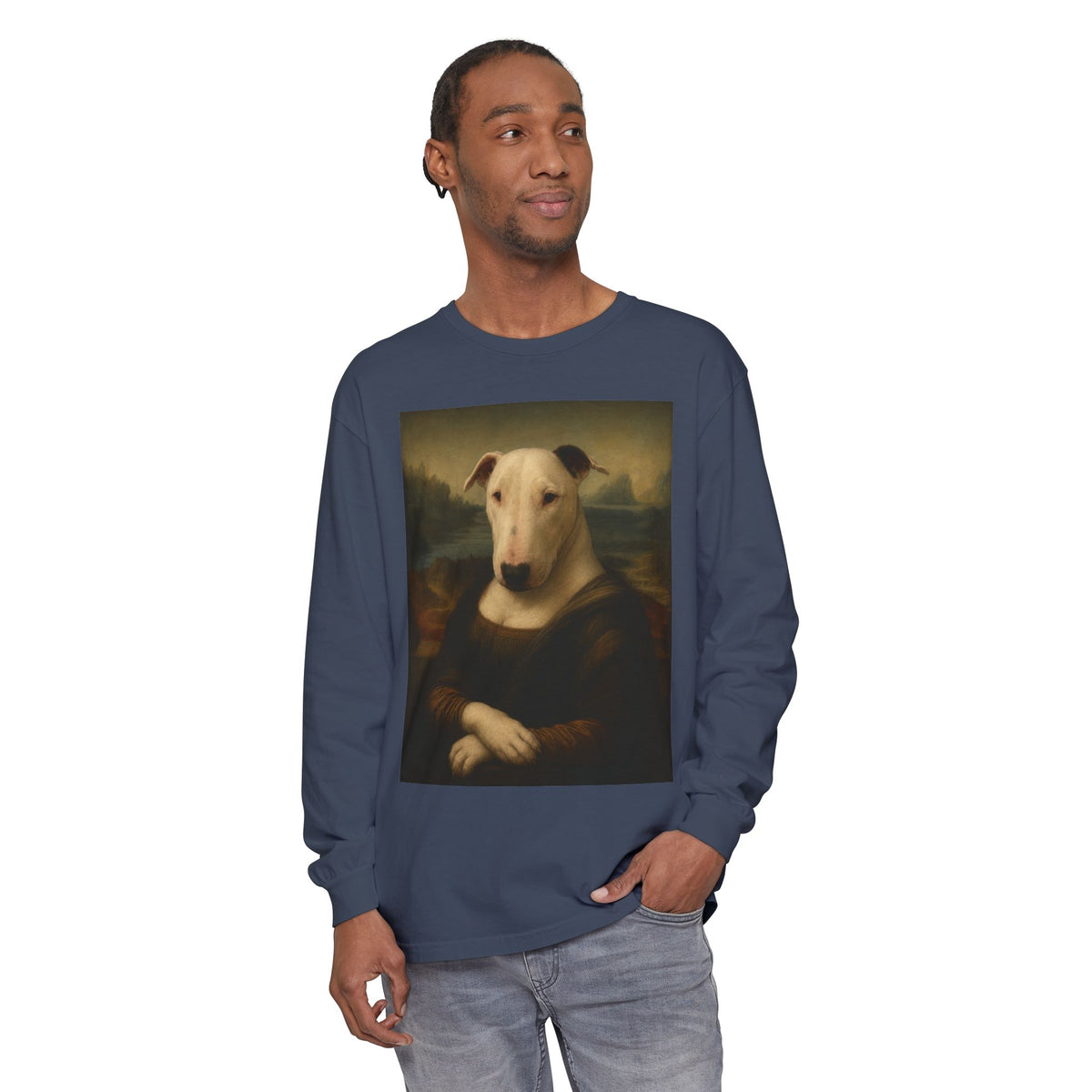 Bull Terrier Mona Lisa — after Leonardo da Vinci, c.1503 | Long Sleeve