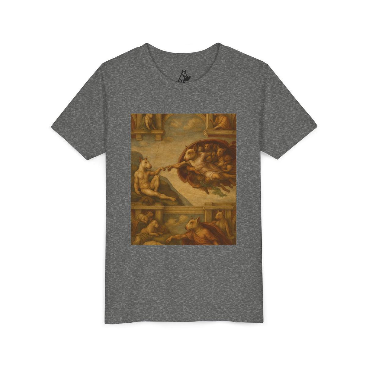 Bull Terrier The Creation of Adam — after Michelangelo, 1512 | Youth Tee