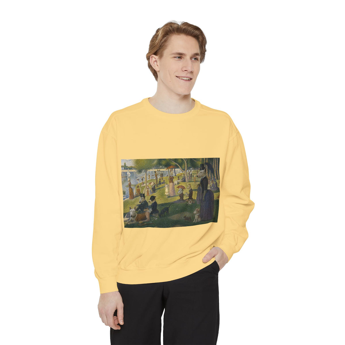 Bull Terrier A Sunday Afternoon on La Grande Jatte — after Georges Seurat, 1886 | Crewneck
