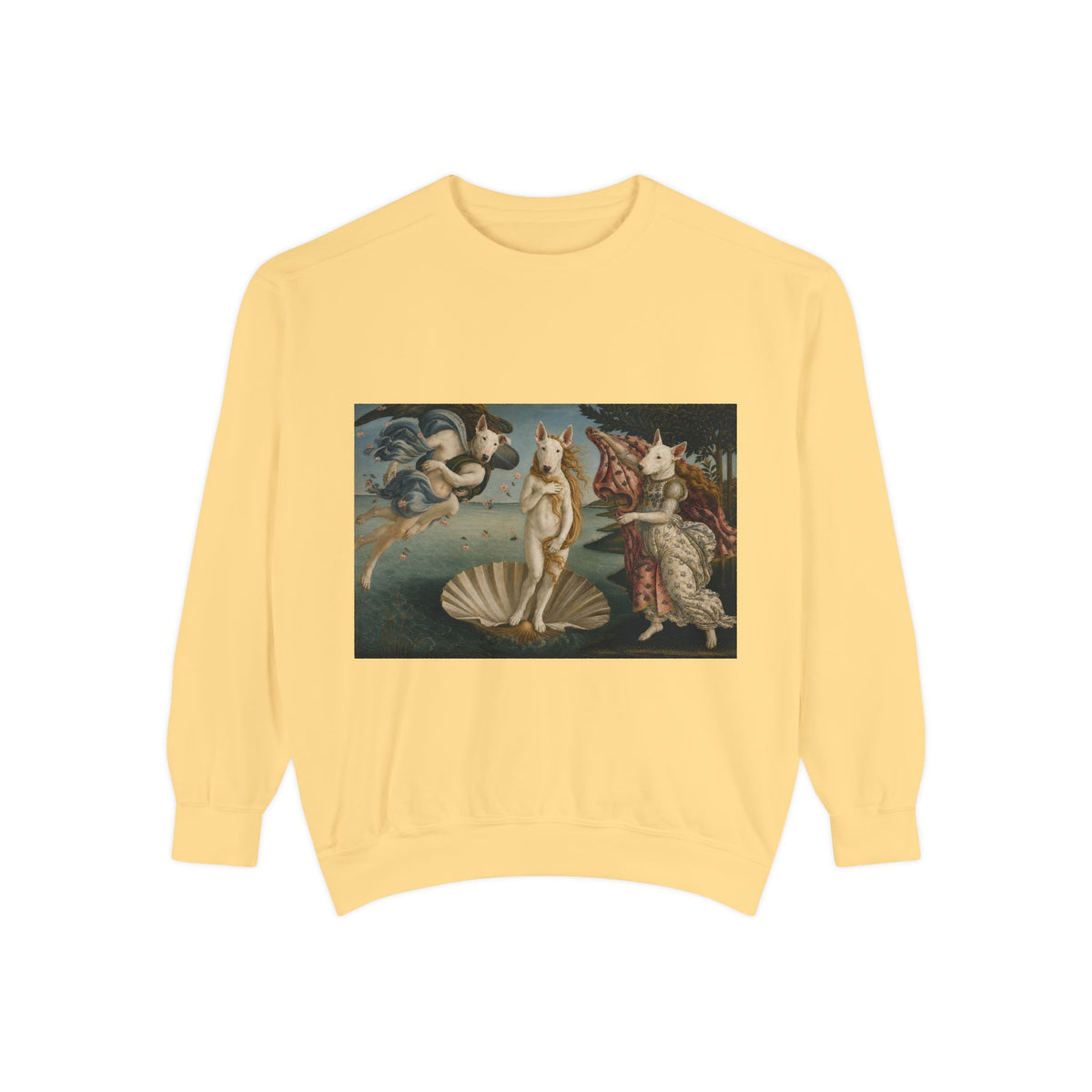 Bull Terrier The Birth of Venus — after Sandro Botticelli, c.1485 | Crewneck