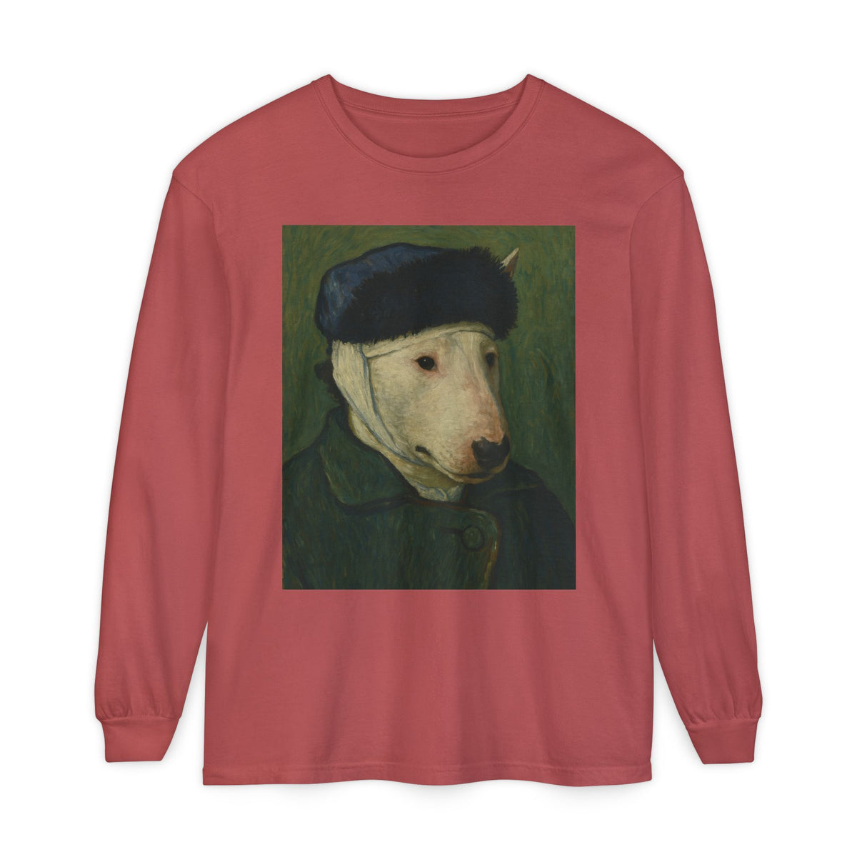 Bull Terrier Self-Portrait with Bandaged Ear — after Vincent van Gogh, 1889 | Long Sleeve
