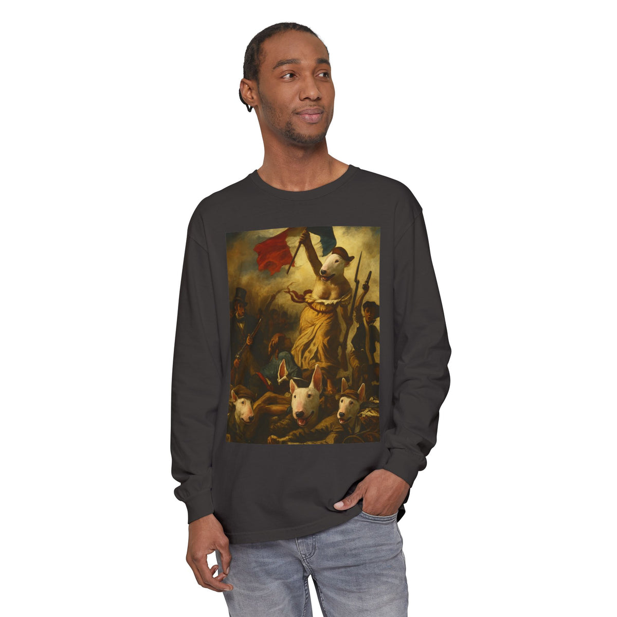 Bull Terrier Liberty Leading the People — after Eugene Delacroix, 1830 | Long Sleeve