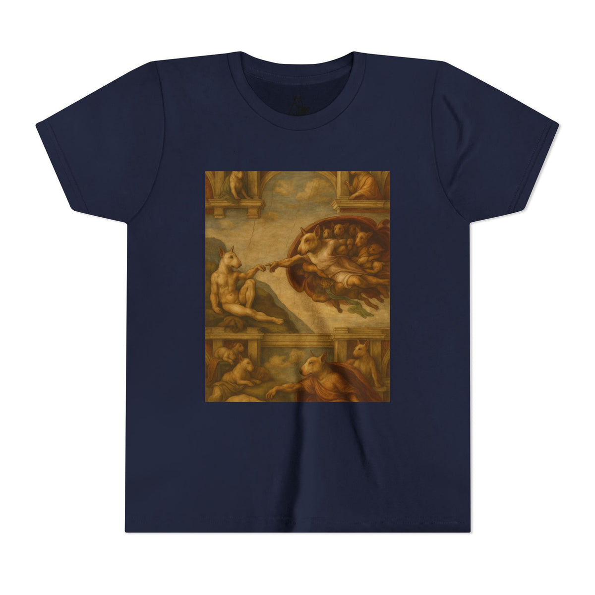 Bull Terrier The Creation of Adam — after Michelangelo, 1512 | Youth Tee