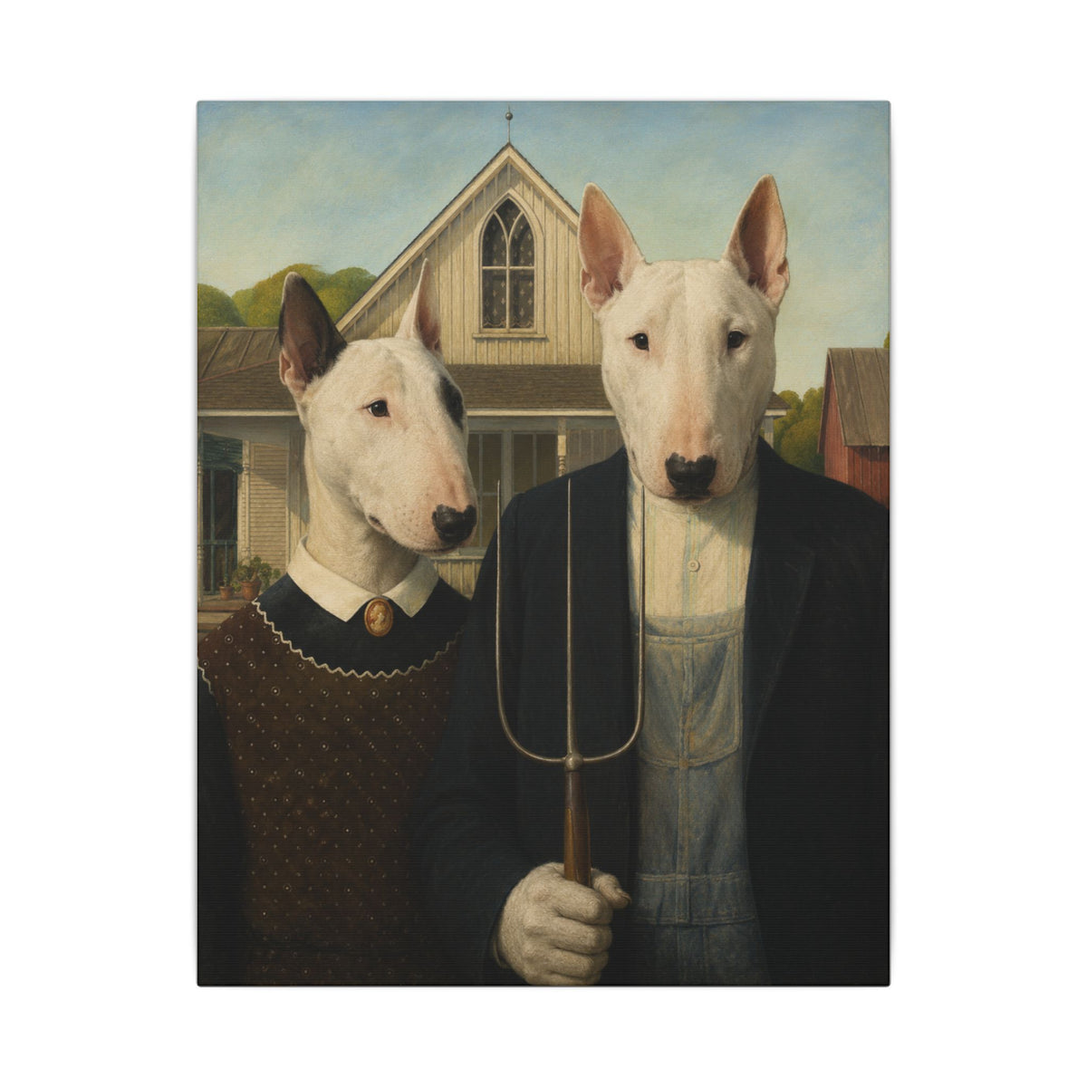 Bull Terrier American Gothic — after Grant Wood, 1930 | Canvas