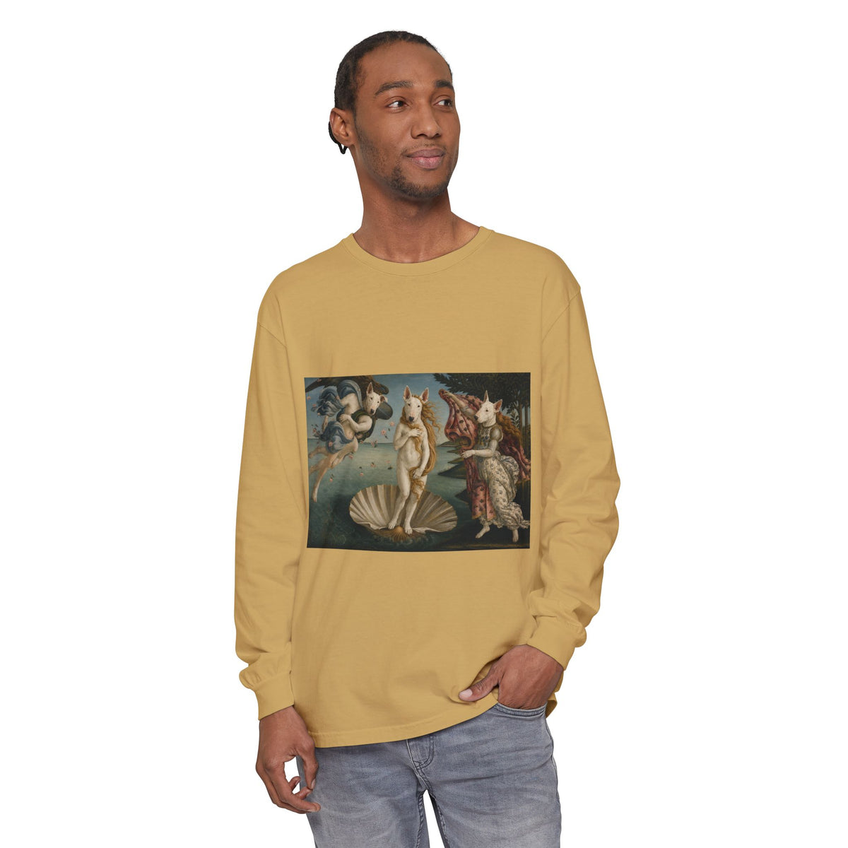 Bull Terrier The Birth of Venus — after Sandro Botticelli, c.1485 | Long Sleeve