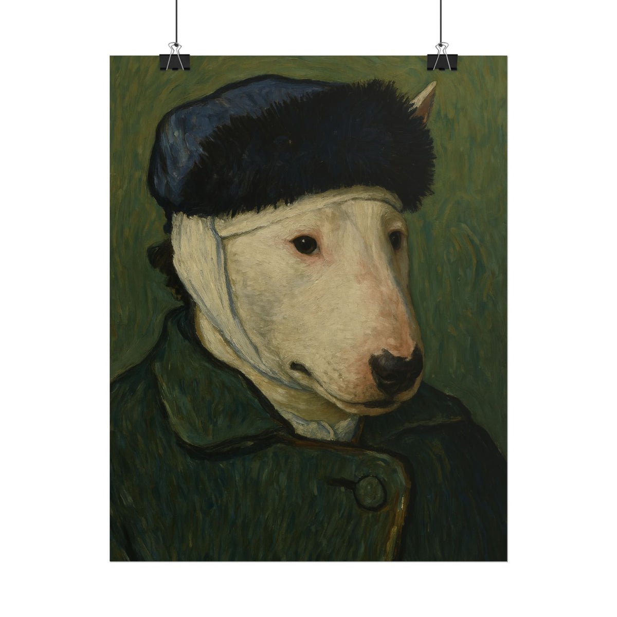 Bull Terrier Self Portrait Bandaged Ear — after Vincent van Gogh, 1889 | Print