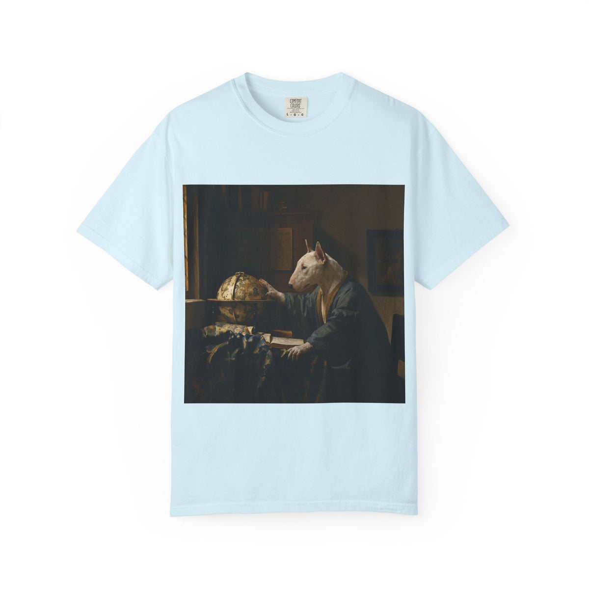 Bull Terrier The Astronomer — after Johannes Vermeer, 1668 | Garment-Dyed Tee