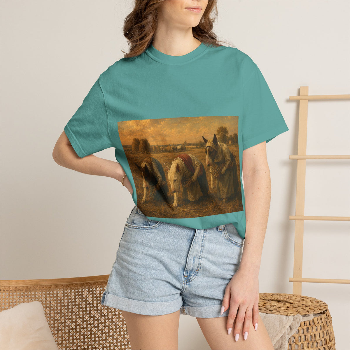 Bull Terrier The Gleaners — after Jean-Francois Millet, 1857 | Garment-Dyed Tee