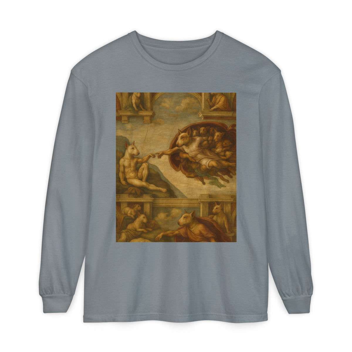 Bull Terrier The Creation of Adam — after Michelangelo, 1512 | Long Sleeve