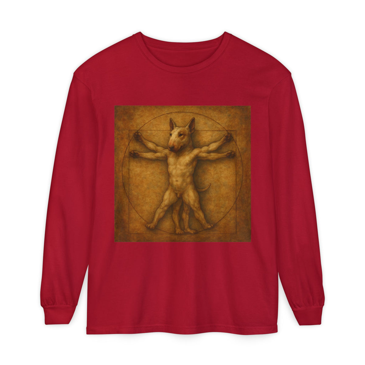 Bull Terrier Vitruvian Man — after Leonardo da Vinci, c.1490 | Long Sleeve