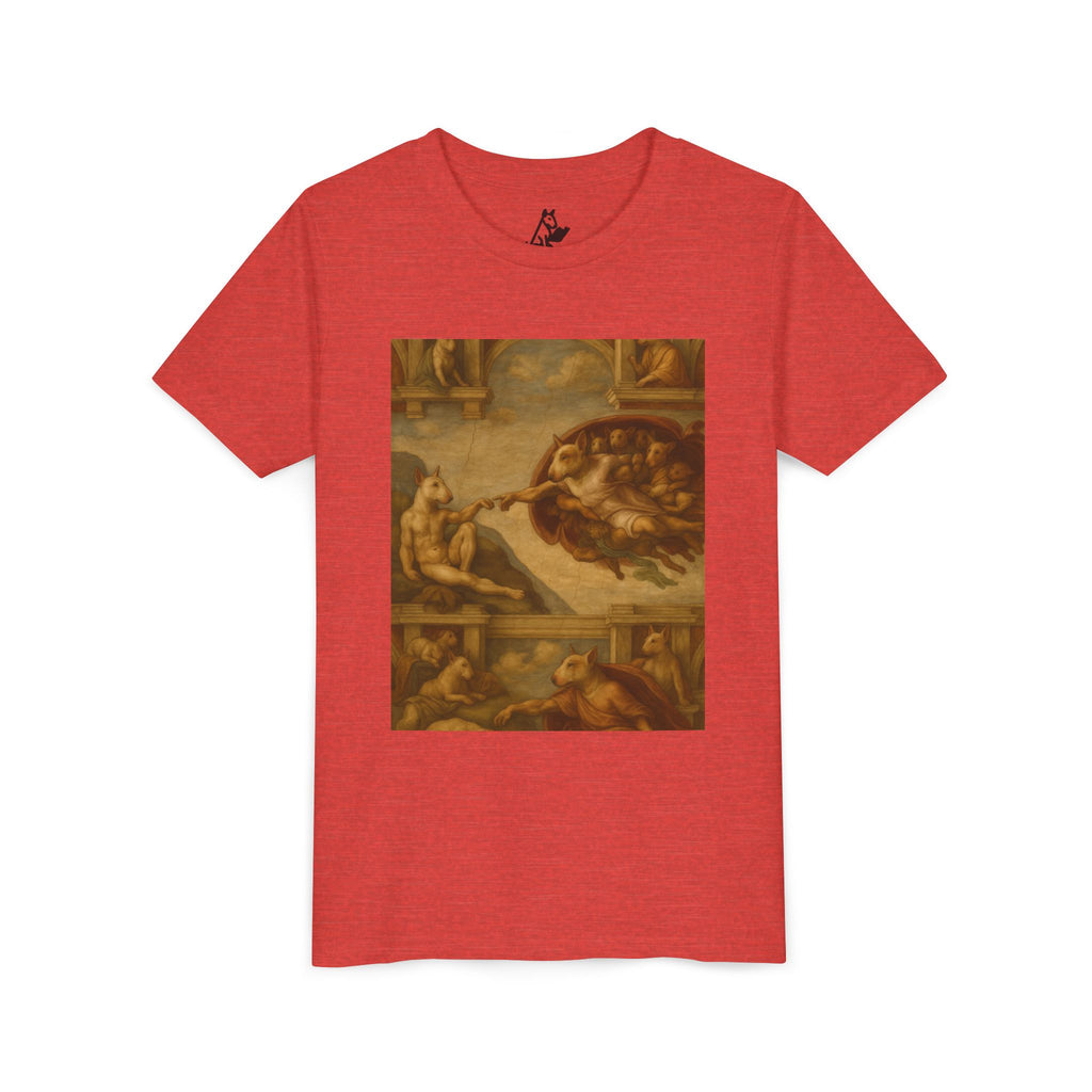 Bull Terrier The Creation of Adam — after Michelangelo, 1512 | Youth Tee