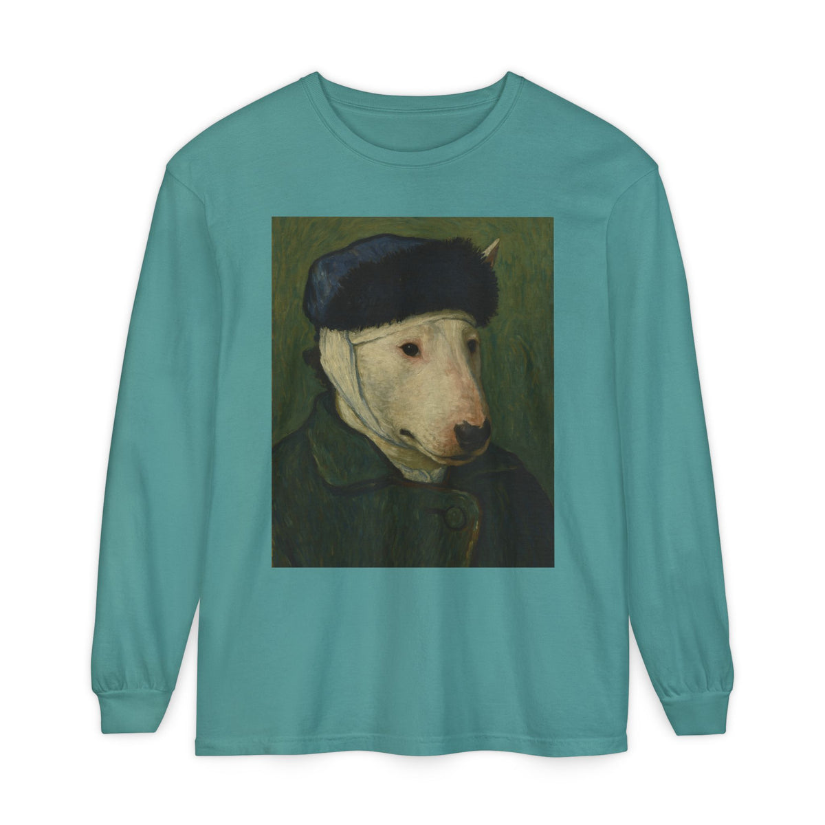 Bull Terrier Self-Portrait with Bandaged Ear — after Vincent van Gogh, 1889 | Long Sleeve