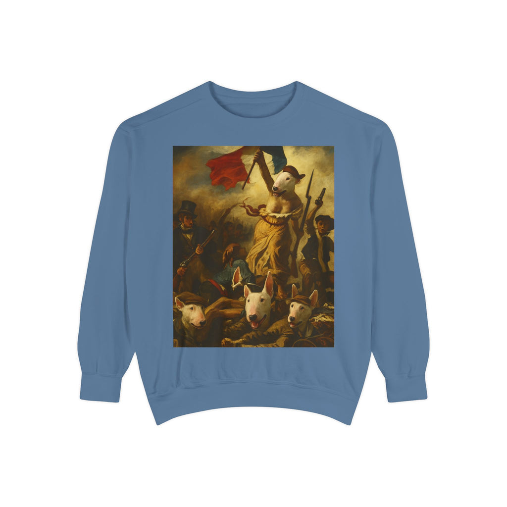 Bull Terrier Liberty Leading the People — after Eugene Delacroix, 1830 | Crewneck