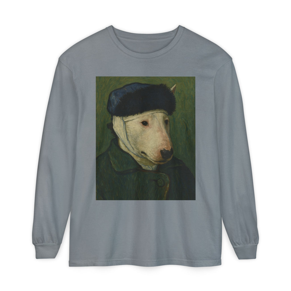 Bull Terrier Self-Portrait with Bandaged Ear — after Vincent van Gogh, 1889 | Long Sleeve