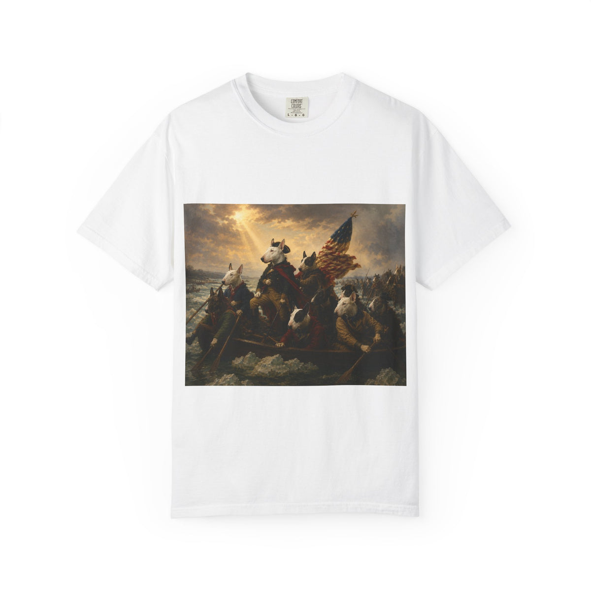 Bull Terrier Washington Crossing the Delaware — after Emanuel Leutze, 1851 | Garment-Dyed Tee