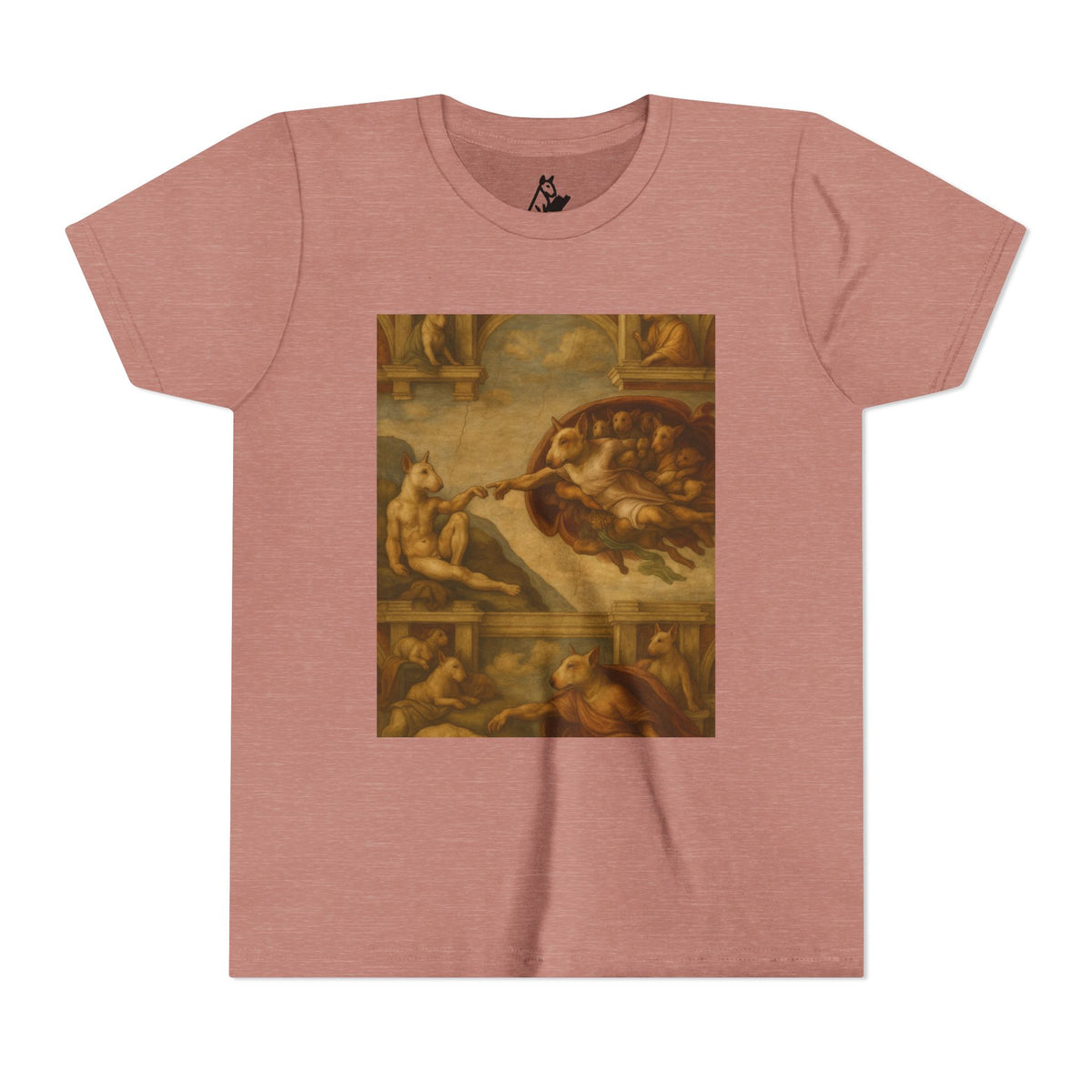 Bull Terrier The Creation of Adam — after Michelangelo, 1512 | Youth Tee