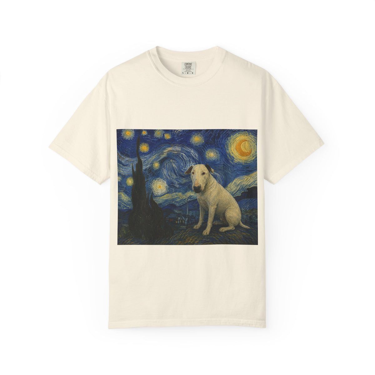 Bull Terrier The Starry Night — after Vincent van Gogh, 1889 | Garment-Dyed Tee