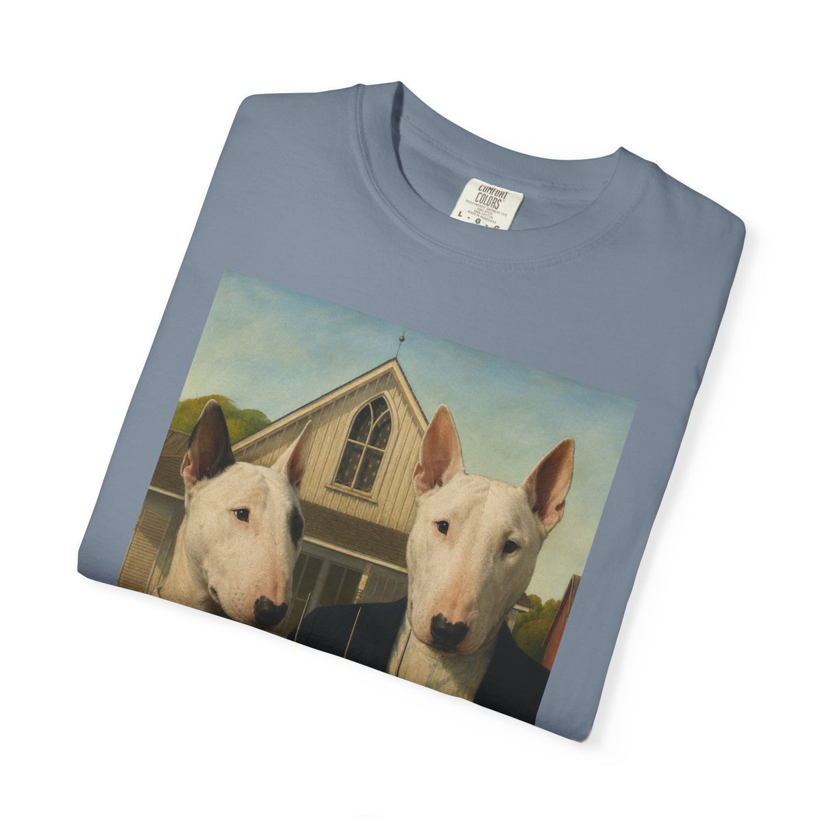 Bull Terrier American Gothic — after Grant Wood, 1930 | Garment-Dyed Tee