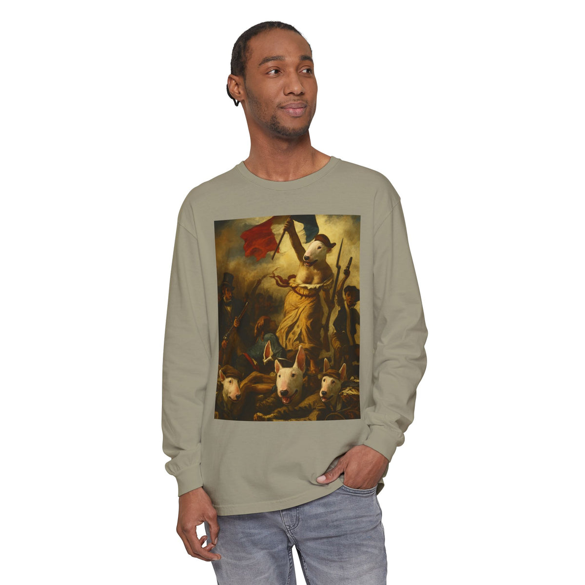 Bull Terrier Liberty Leading the People — after Eugene Delacroix, 1830 | Long Sleeve