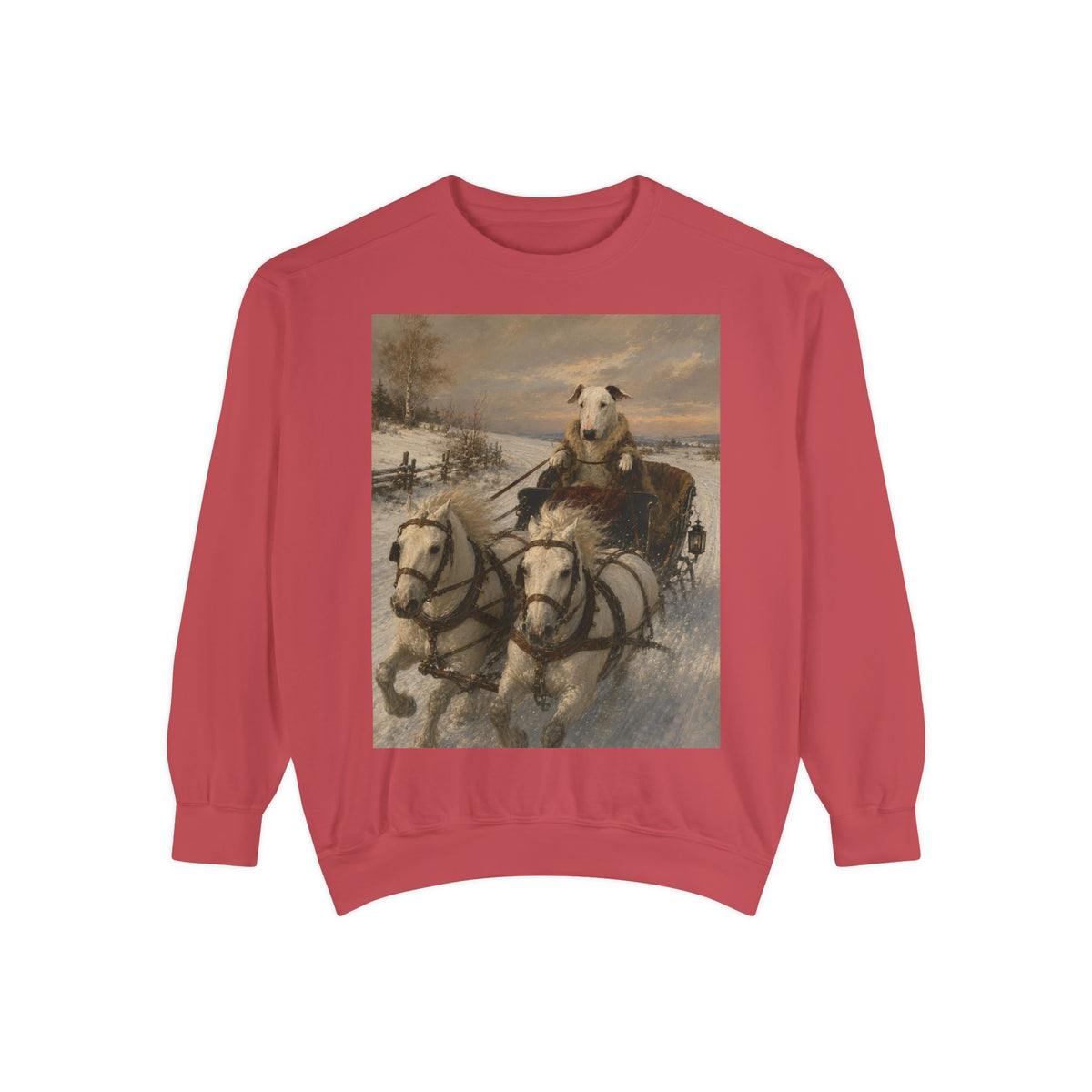 Bull Terrier Sleigh Ride — after Alfred Wierusz-Kowalski, c.1890 | Crewneck