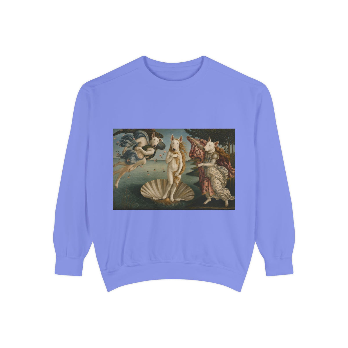Bull Terrier The Birth of Venus — after Sandro Botticelli, c.1485 | Crewneck