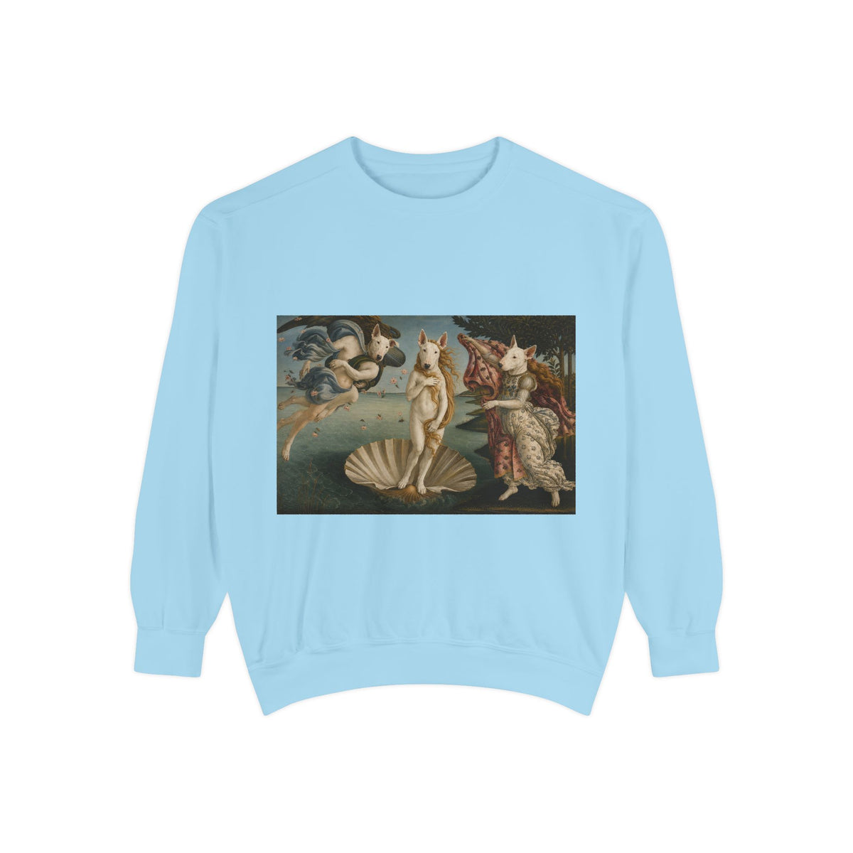 Bull Terrier The Birth of Venus — after Sandro Botticelli, c.1485 | Crewneck