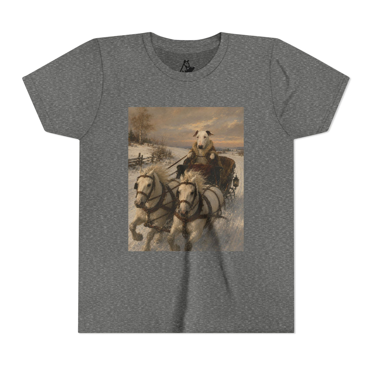 Bull Terrier Sleigh Ride — after Alfred Wierusz-Kowalski, c.1890 | Youth Tee