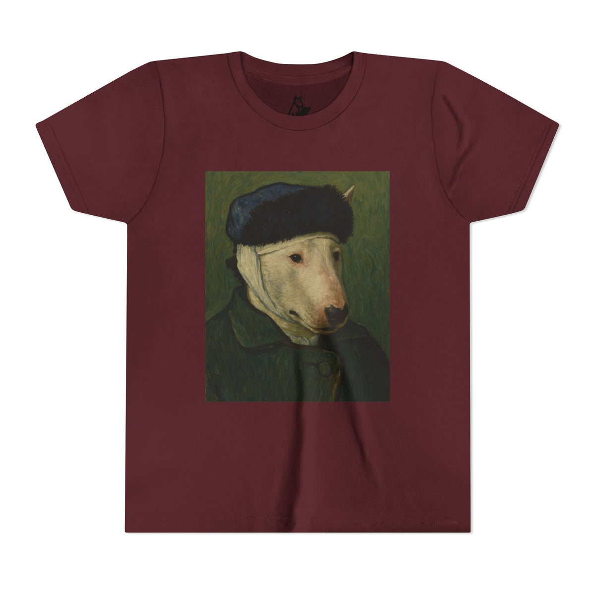 Bull Terrier Self-Portrait with Bandaged Ear — after Vincent van Gogh, 1889 | Youth Tee